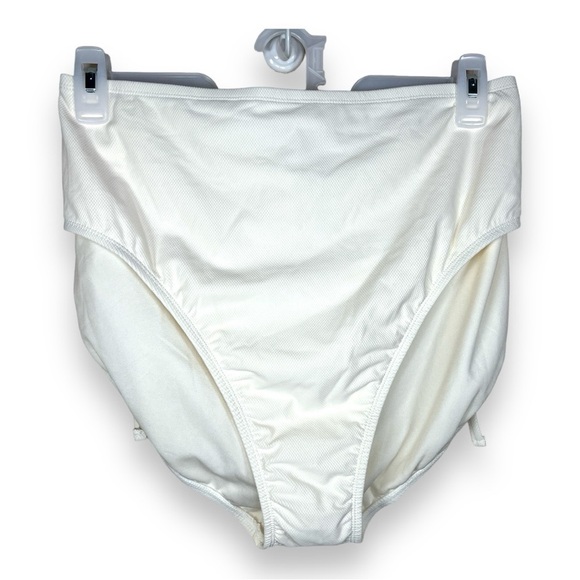 NEW 3X IVORY WHITE HIGH WAIST BIKINI BOTTOM PLUS LACE UP SIDES NEUTRAL - Picture 1 of 10